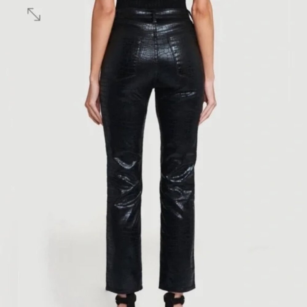 FRAME Le Sylvie Slender Straight Jeans Noir Croc Size 27